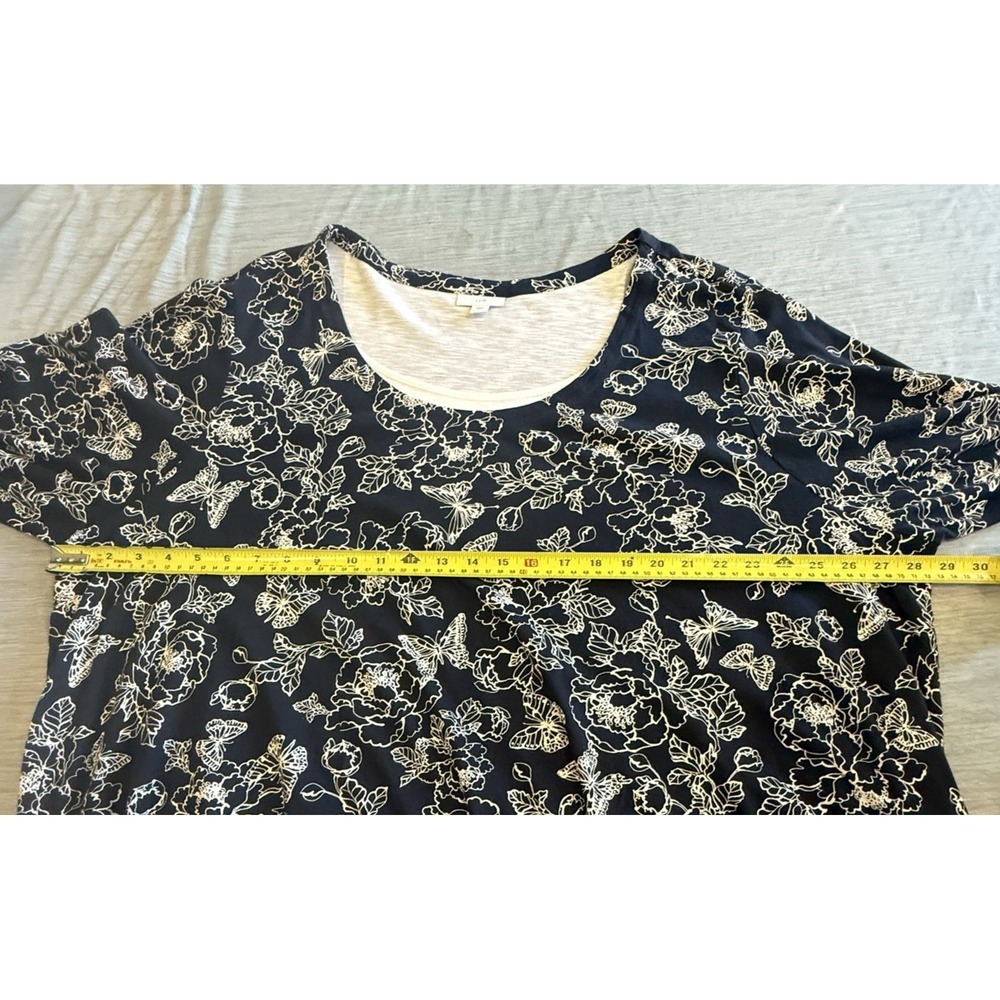 J Jill Floral‎ Casual Top Size 4X Layered Butterfly Stretch Comfort Relax Travel - Picture 11 of 12